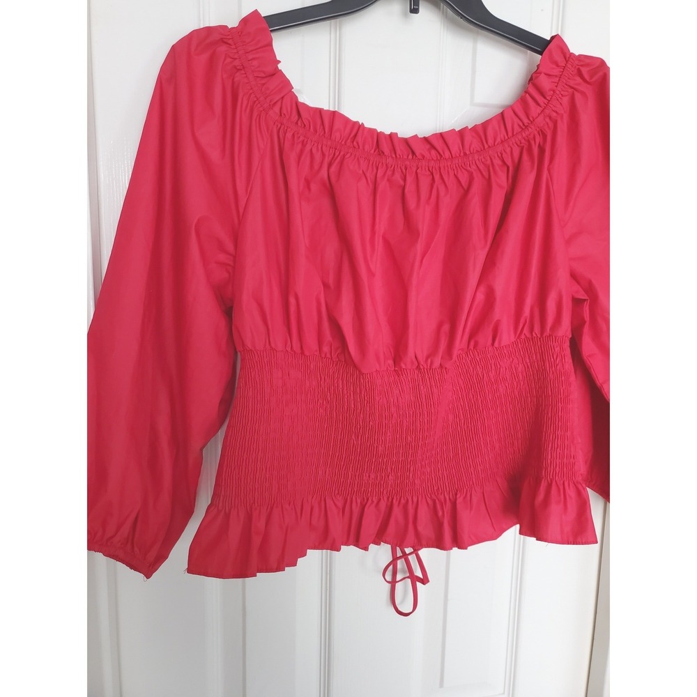 Scarlet Darkness Goth Corset Blouse Red Off Shoulder Vampire Regency‎ 2XL